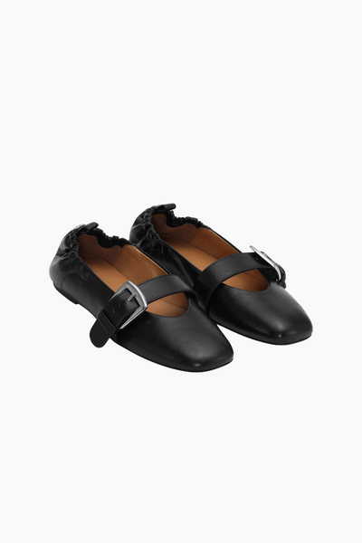 Butterfly Strap Ballerina Crinkle Oleatex S3117- Black - GANNI