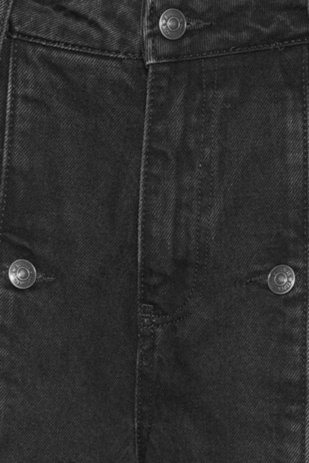 Button Detail Wide Jeans - Black Denim - Rotate