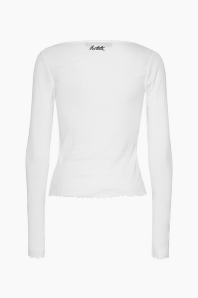 Buttoned LS Top - Bright White - Rotate-2