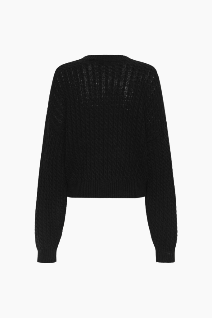 Cable Crewneck Sweater - Black - ROTATE