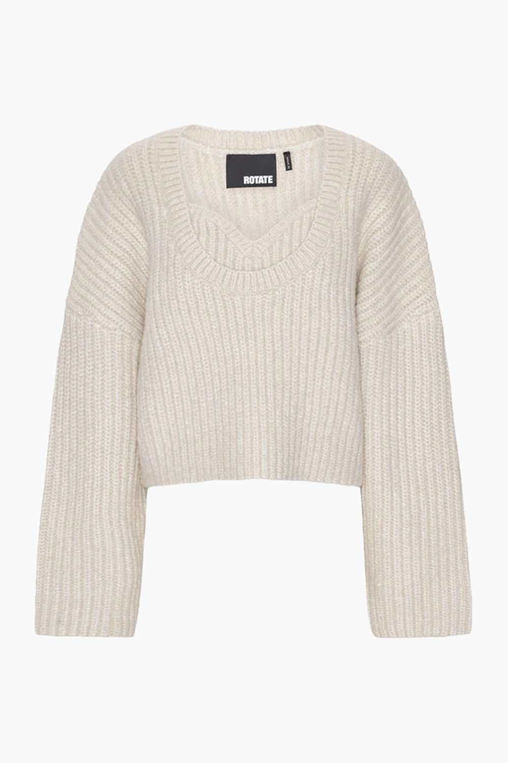 Cable Knit Crop Sweater - Pristine White - ROTATE