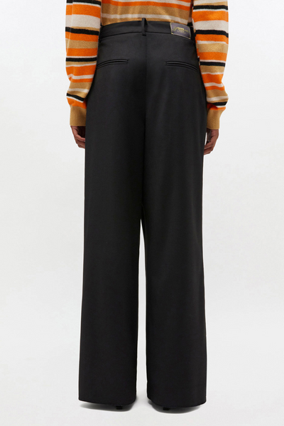 Calendered Wool Mid Waist Pants W0799 - Black - GANNI