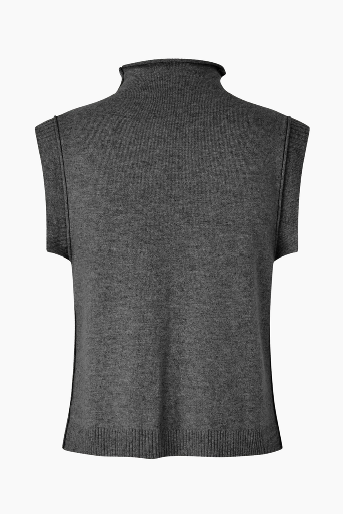 Carla High Neck Top - Dark Gull - Oval Square