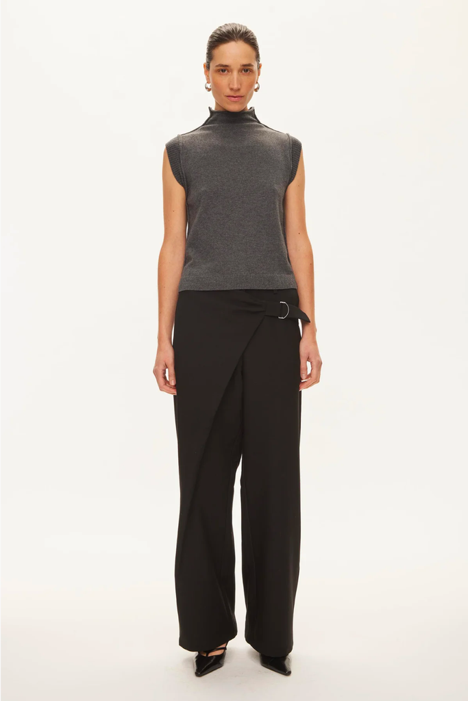 Carla High Neck Top - Dark Gull - Oval Square