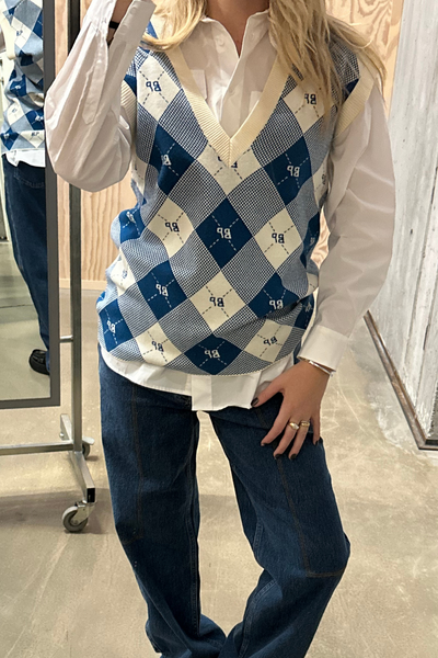 Castella Vest - Federal Blue Check - Baum und Pferdgarten