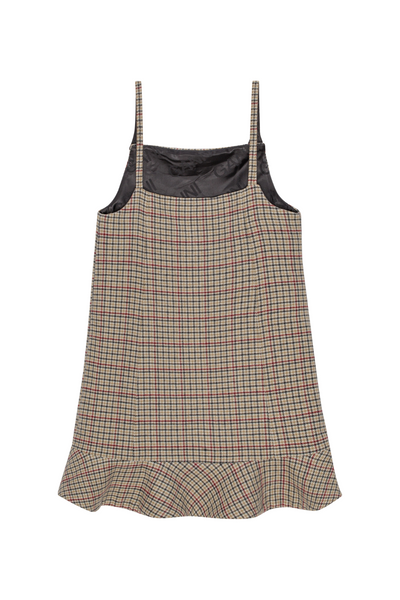 Check Wool Mix Mini Dress F9695 - Tiger's Eye - GANNI