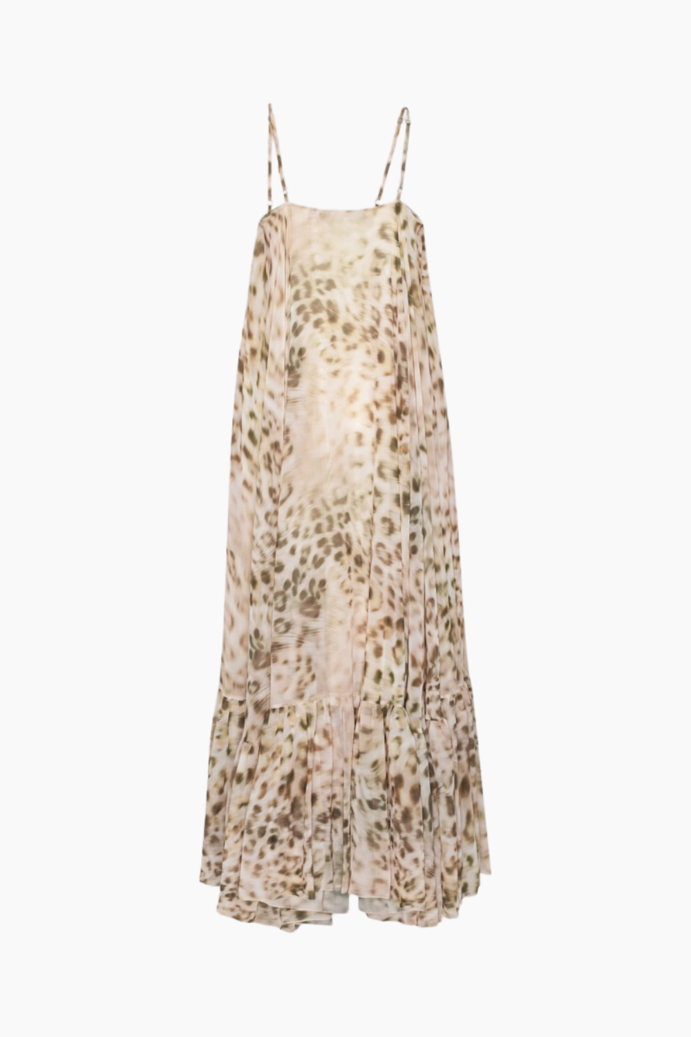 Chiffon Maxi Wide Dress - Blurry Snow Leopard + Tarmac Comb. - ROTATE