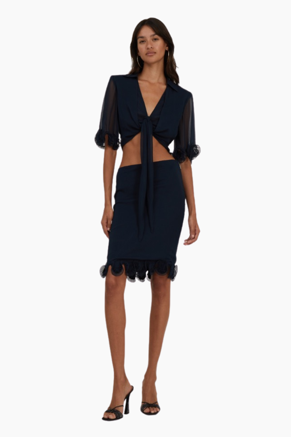 Chiffon Ruffle Skirt - Sky Captain - ROTATE-1