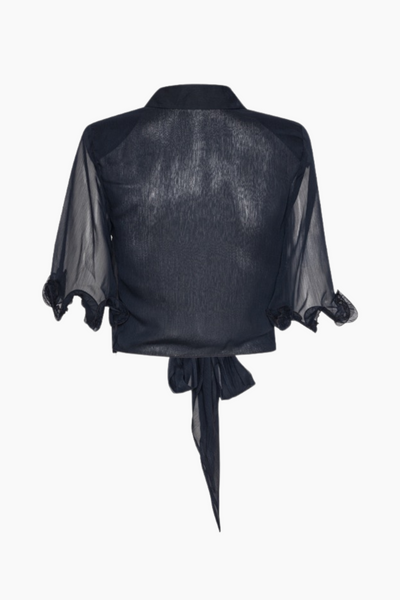 Chiffon Tied Top - Sky Captain - Rotate-3