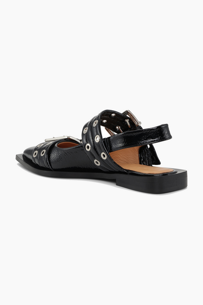 Chunky Buckle Ballerina Naplack S2312 - Black - GANNI