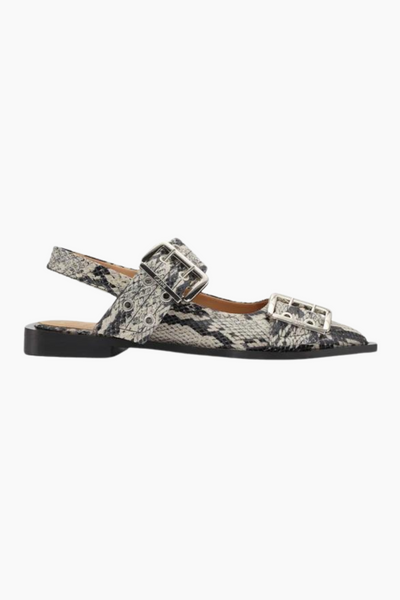 Chunky Buckle Ballerina Snake S2228/S2898 - Sand - GANNI