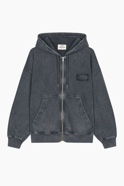 Compact Cotton Alpa Zip Hoodie - Asphalt - Mads Nørgaard