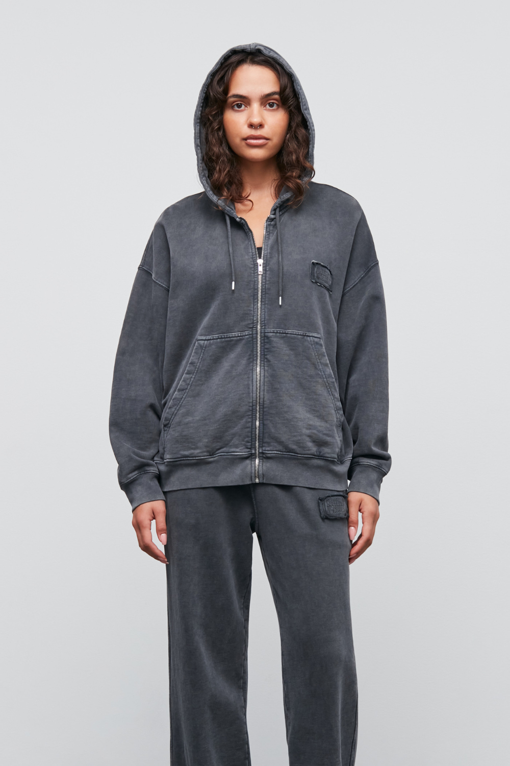Compact Cotton Alpa Zip Hoodie - Asphalt - Mads Nørgaard