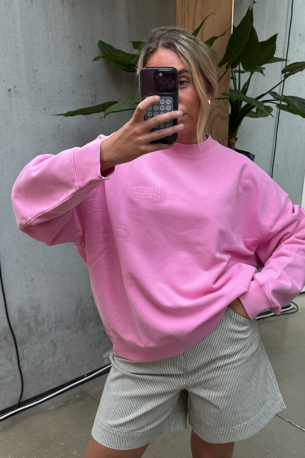 Compact Cotton Atli Sweatshirt - Begonia Pink - Mads Nørgaard