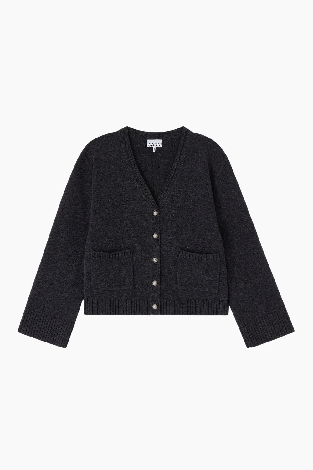 Compact Wool Cardigan A1070079 - Phantom - GANNI