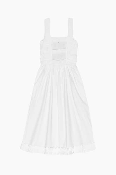 Cotton Poplin Midi Strap Smock Dress F9438 - Bright White - GANNI