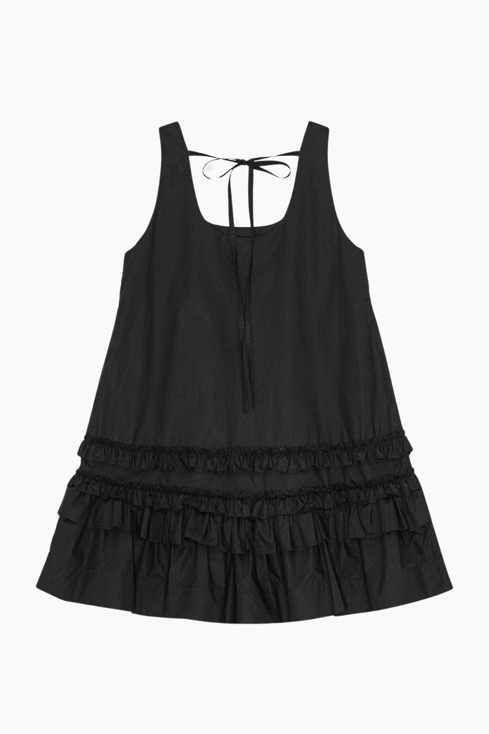 Cotton Poplin U-neck Mini Dress W0905 - Black - GANNI