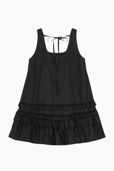 Cotton Poplin U-neck Mini Dress W0905 - Black - GANNI