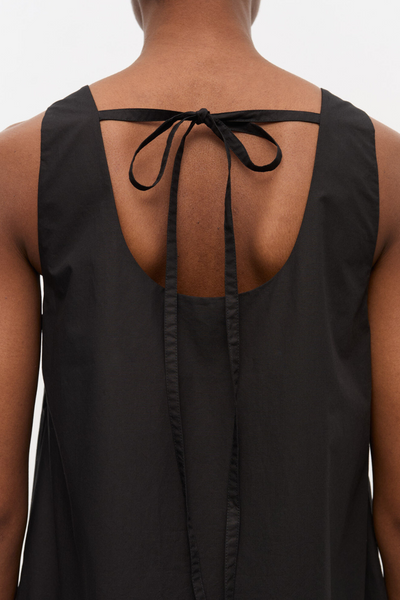 Cotton Poplin U-neck Mini Dress W0905 - Black - GANNI