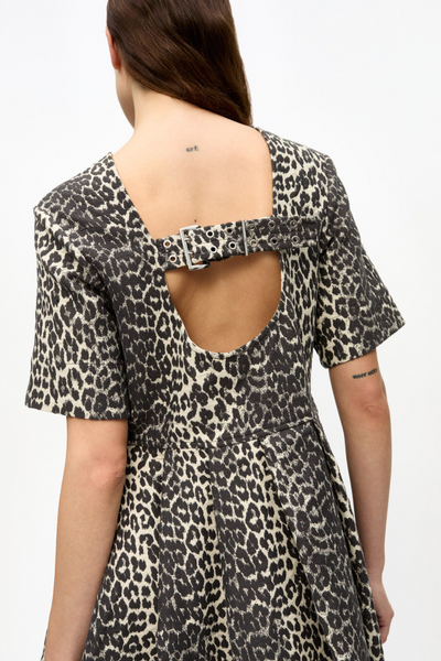 Cotton Tweed Mini Dress W0362 - Leopard - GANNI