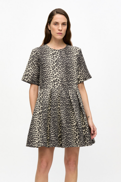 Cotton Tweed Mini Dress W0362 - Leopard - GANNI