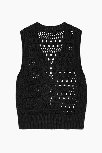 Cotton Mix Tie String Vest K2471 - Black - GANNI-4
