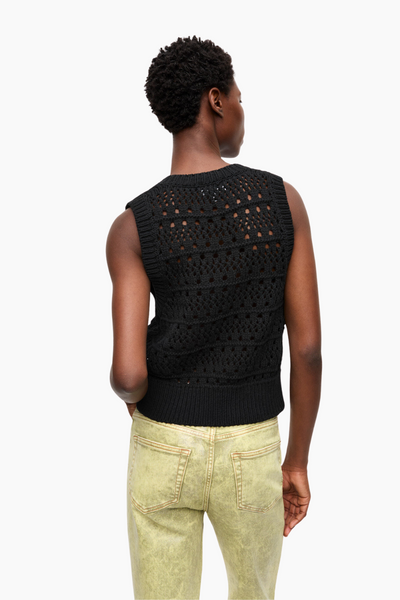 Cotton Mix Tie String Vest K2471 - Black - GANNI-5