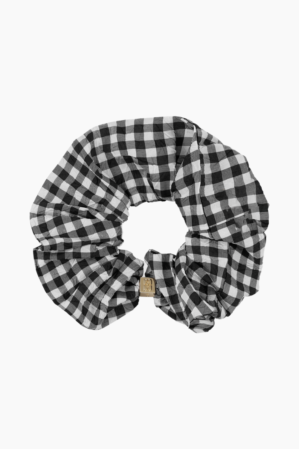 Crinkled Taffeta Check Scrunchie A6843 - Black/Black - GANNI