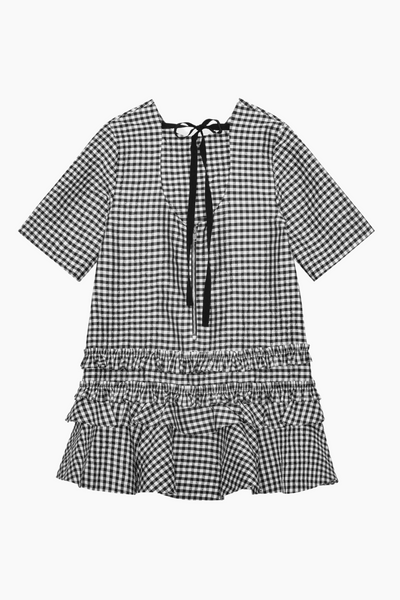Crinkled Taffeta Check open Back Mini Dress W0464 - Black - GANNI-2