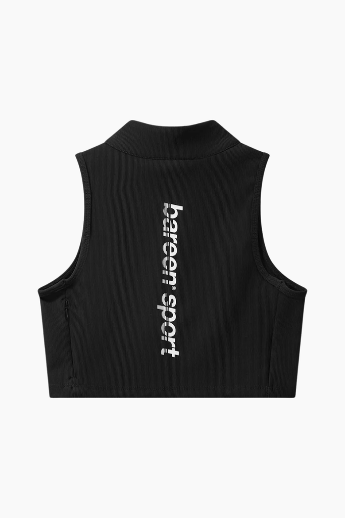 Cropped Half-Zip Top - Black - bareen