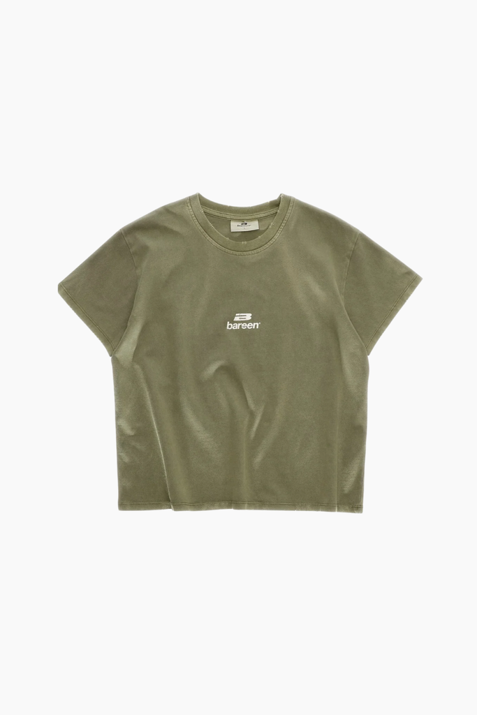 Cropped Women's Tee - Stone Green - Bareen