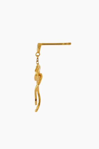 Dangling Flow Bow Earring - Gold - Stine A