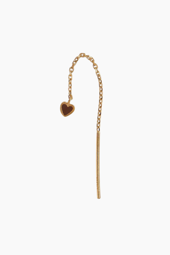 Dangling Love Heart Enamel Earring - Mocha - Stine A