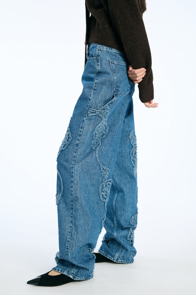 Denim Boyfriend Jeans - Medium Blue Denim - Rotate