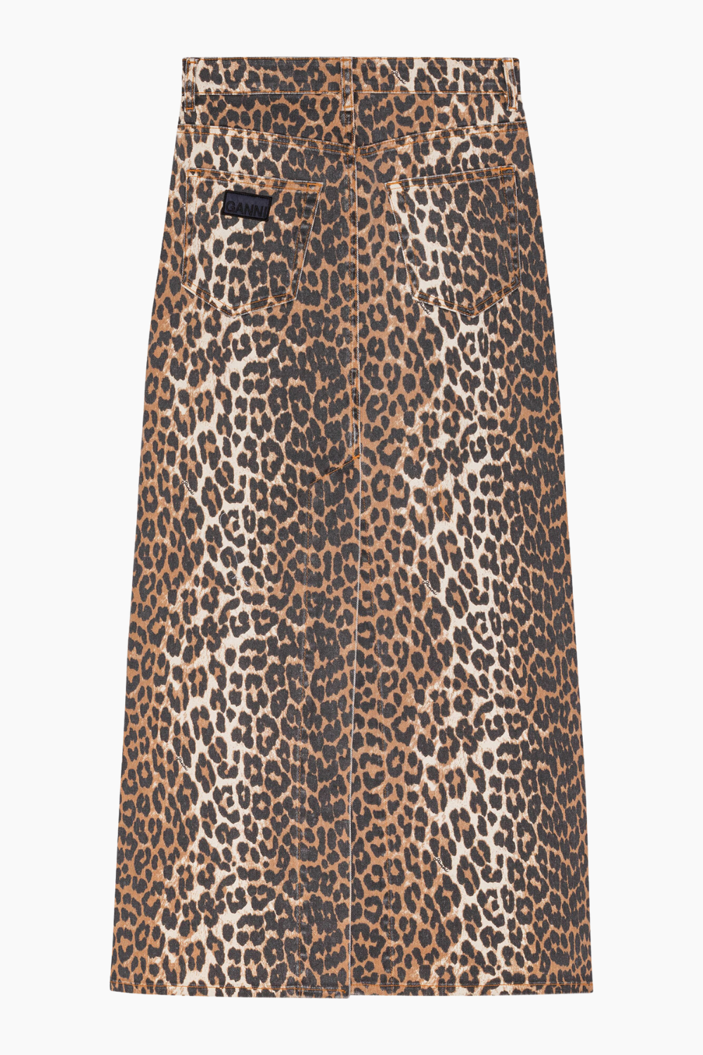 Denim Maxi Slit Skirt J1445 - Leopard - GANNI