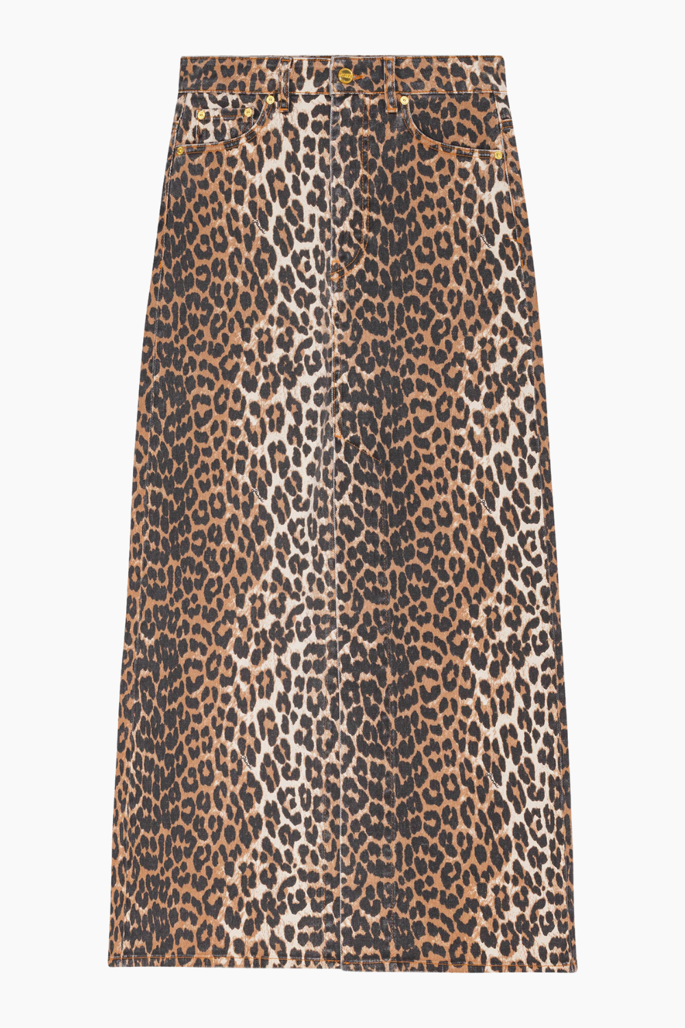 Denim Maxi Slit Skirt J1445 - Leopard - GANNI