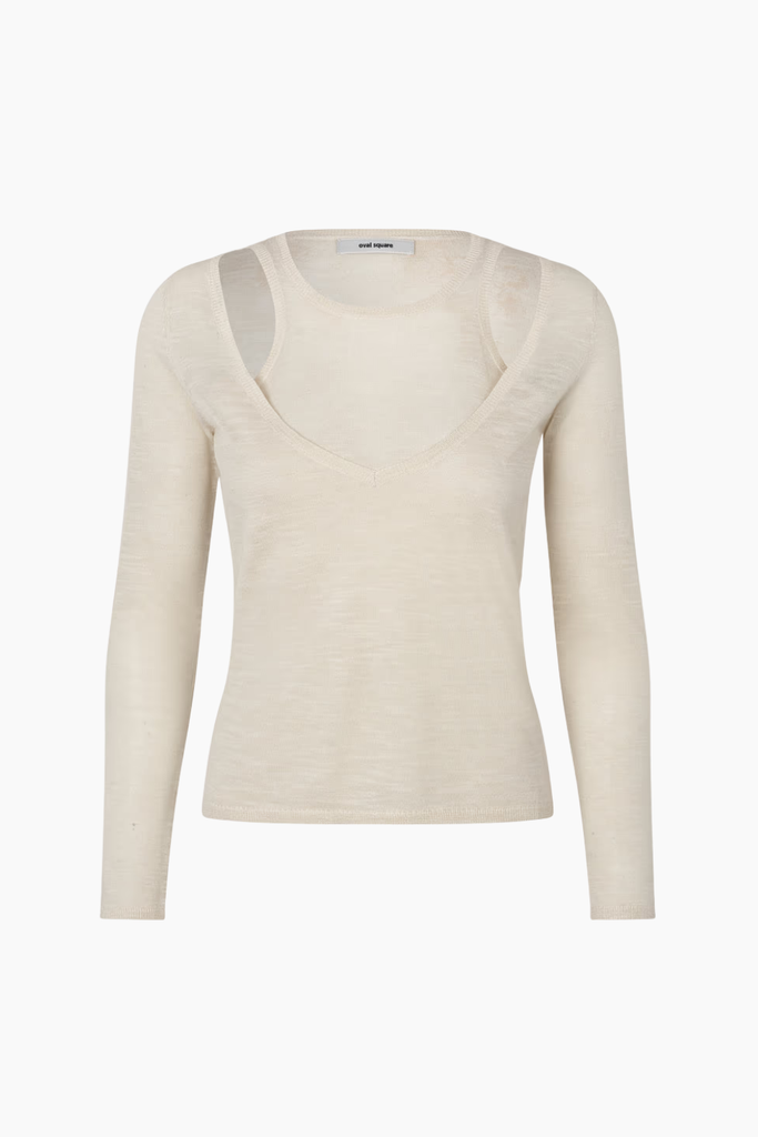 Drama Knit Blouse - Off White - Oval Square