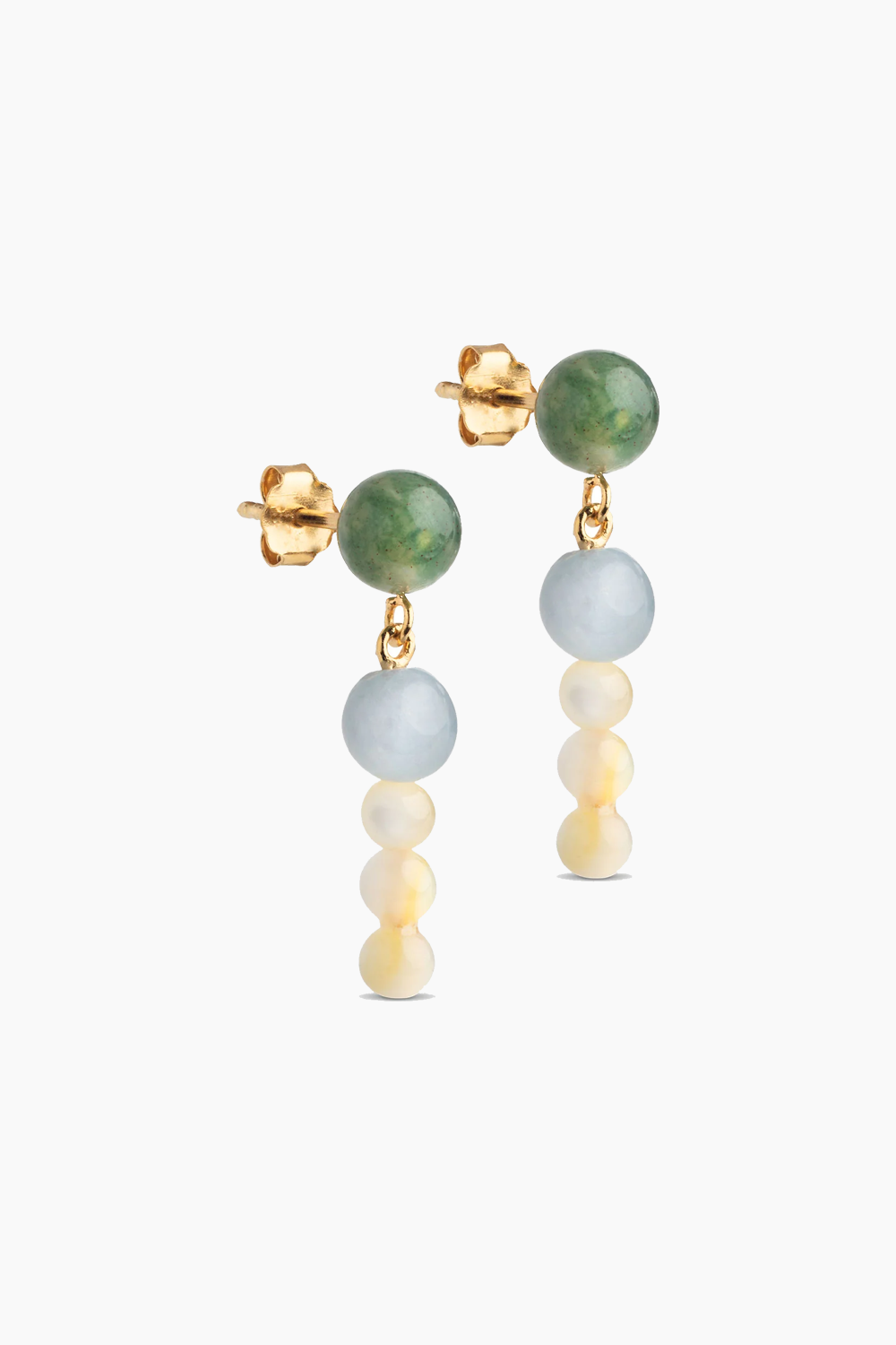 Earring Obi - Kaki Green, Light Blue and Light Yellow - ENAMEL