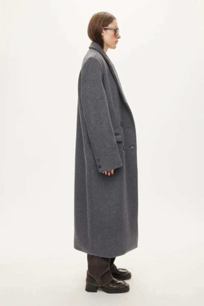 Elliot Wool Coat - Dark Grey Melange - Oval Square