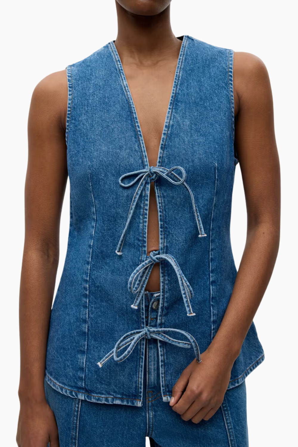 Enatenna Denim Vest 7215 -  Worn Dark Blue - Envii-1