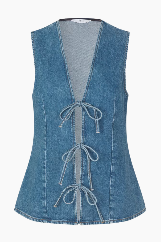 Enatenna Denim Vest 7215 -  Worn Dark Blue - Envii