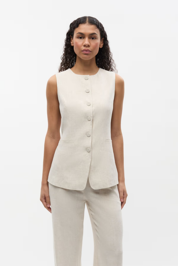 Endore O-N Long Vest 7247 -  Light Sand Mel - Envii