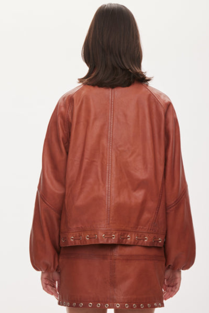 Eye Leather Bomber - Worn Warm Brown - Oval Square