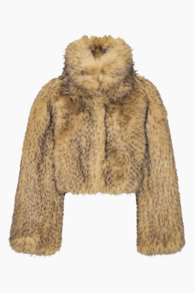 Faux Fur Crop Jacket - Nougat - Rotate