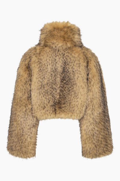 Faux Fur Crop Jacket - Nougat - Rotate