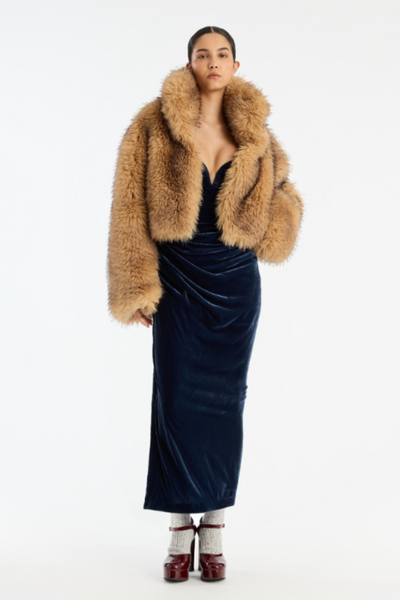 Faux Fur Crop Jacket - Nougat - Rotate