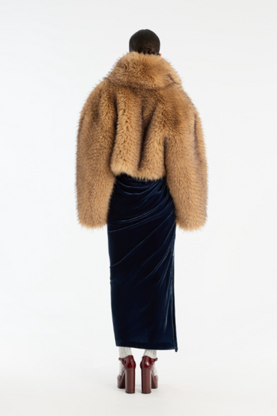 Faux Fur Crop Jacket - Nougat - Rotate