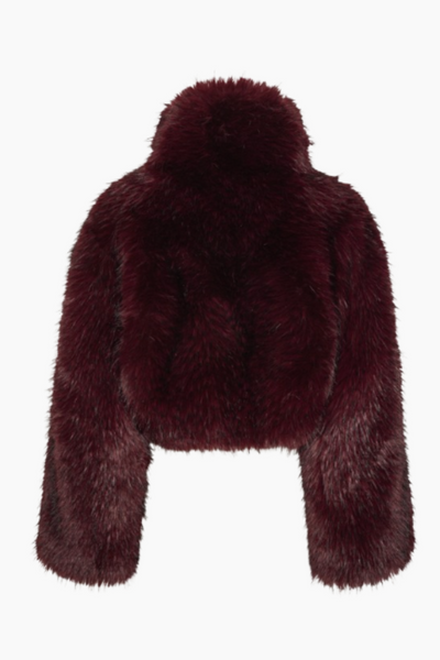Faux Fur Crop Jacket - Zinfandel - Rotate