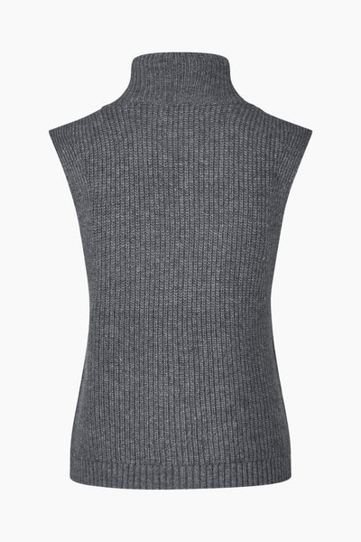 Fave Knit Zip Vest - Dark Grey Melange - Oval Square