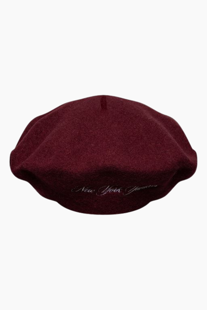 Female Wool Script Beret - Bordeaux - New Era